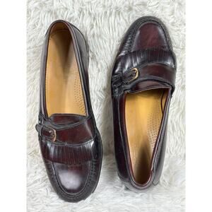 Cole Haan India Dark Mahogany Pinch Kiltie Buckle Strap Shoes Mens Size 9.5D
